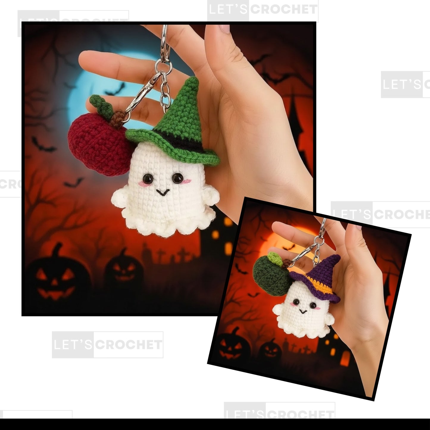 Cute Ghost Key Charms Crochet Pattern