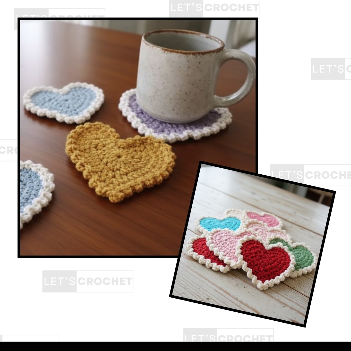 Farmhouse Hearts Chunky Coaster Crochet Pattern