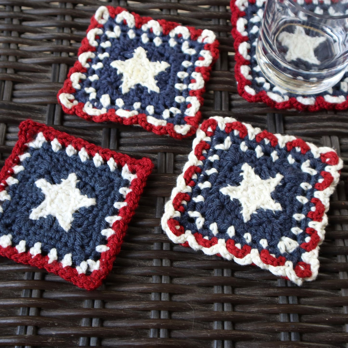 Festive 4th of July Coaster Crochet Pattern