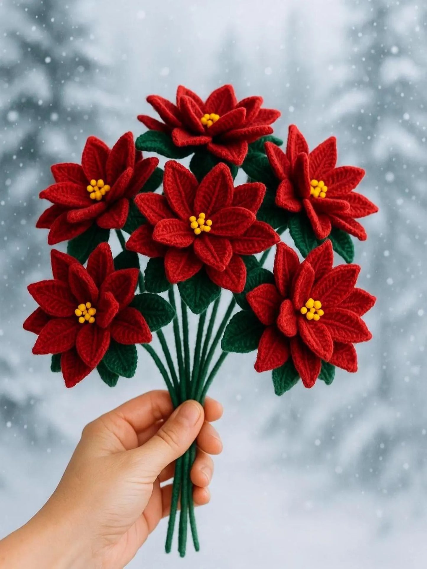 Christmas Poinsettia Flower Crochet Pattern