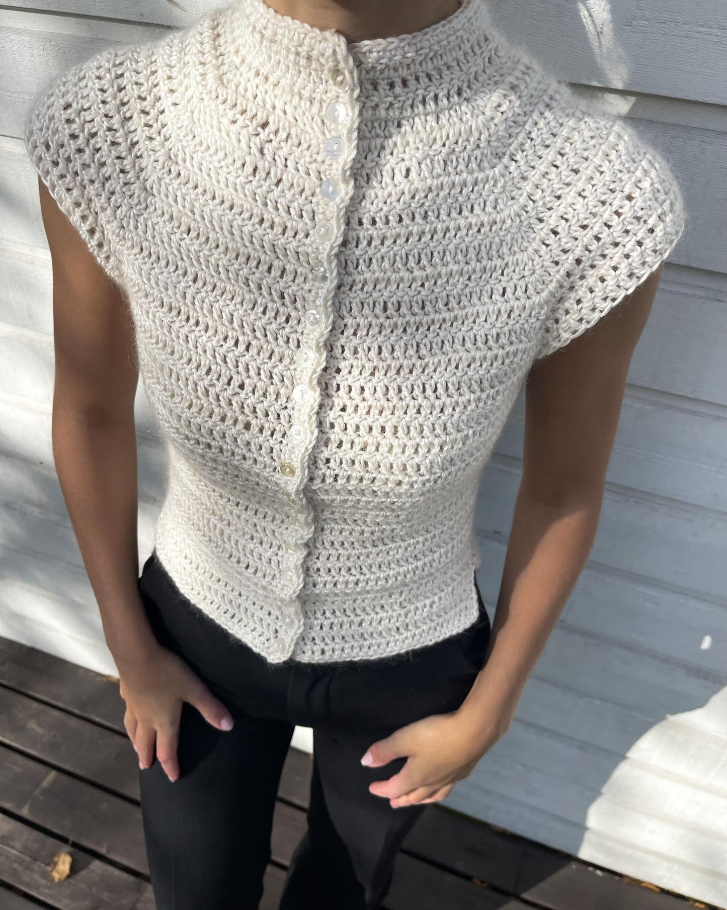 Buttoned Turtleneck Classic Top Crochet Pattern