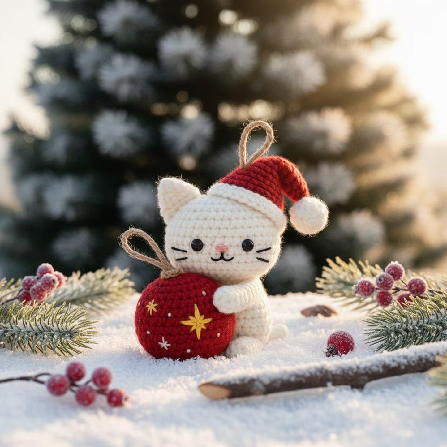 Christmas Cat Ornament Crochet Pattern