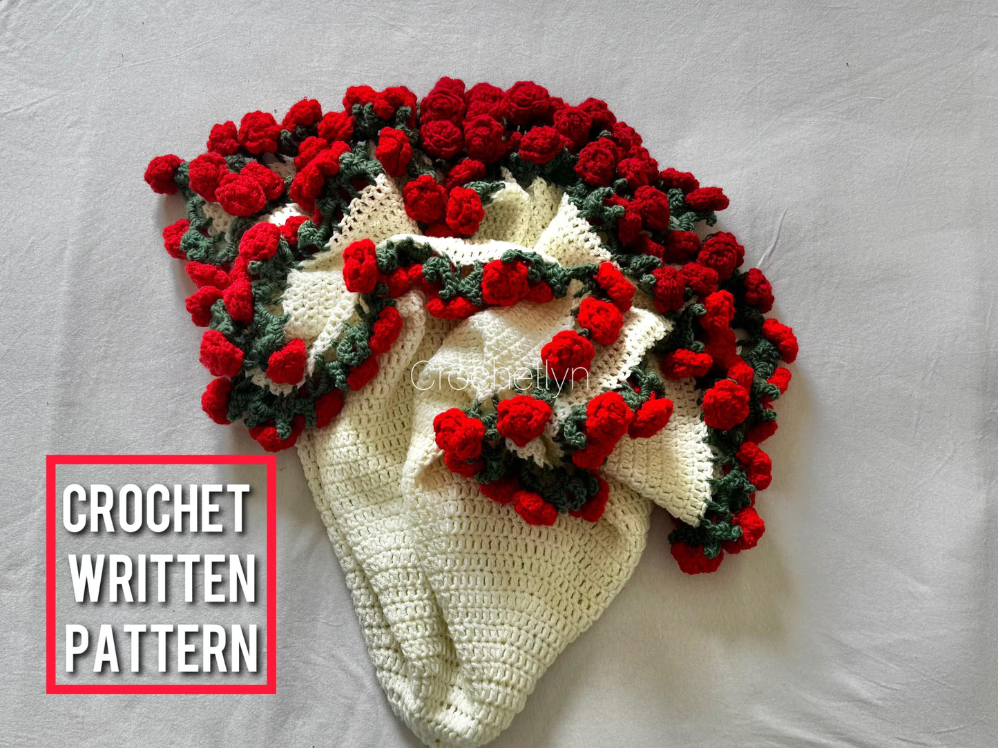 Trendy Garden Rosebud Decor Blanket Crochet Pattern