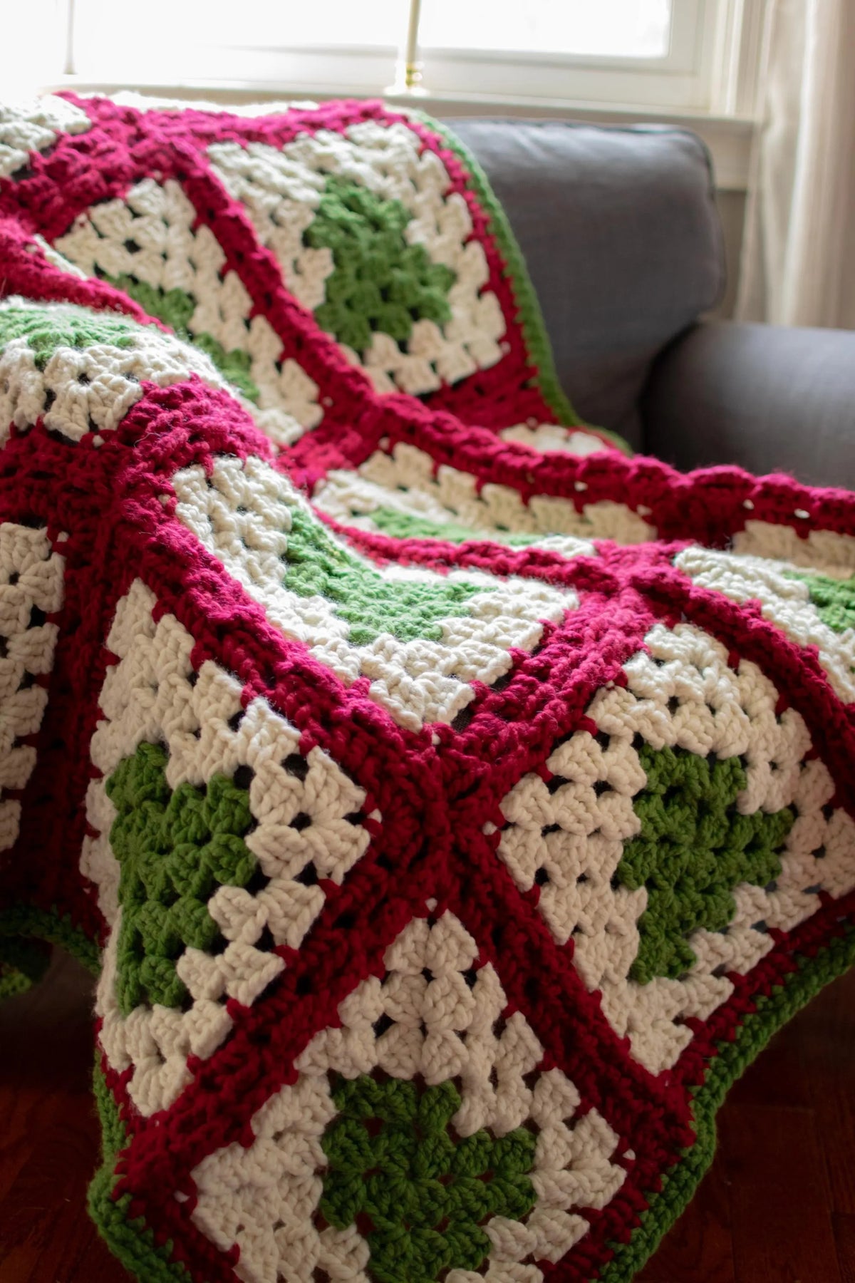 Cozy Christmas Tree Granny Square Blanket Crochet Pattern