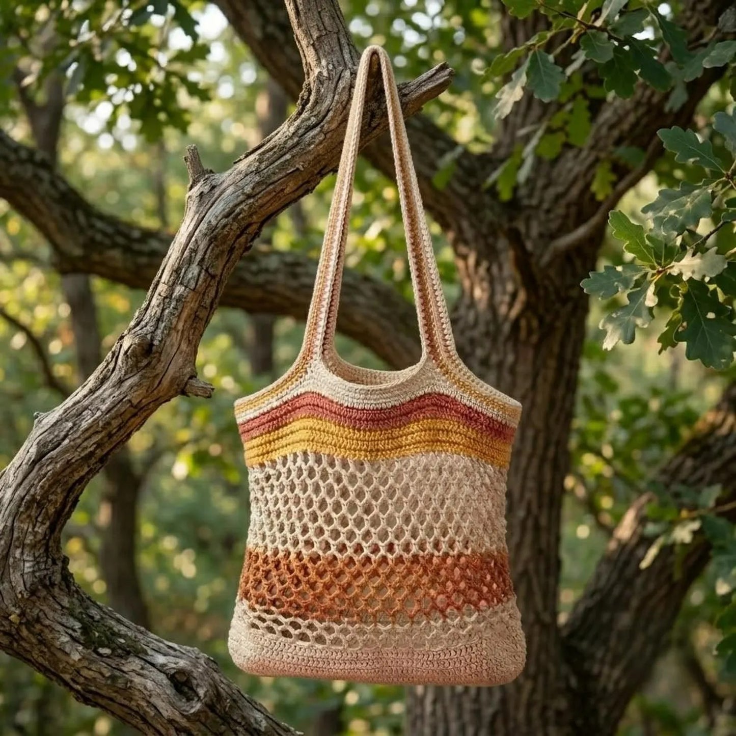 Multi-colored Market Mesh Bag Crochet Pattern