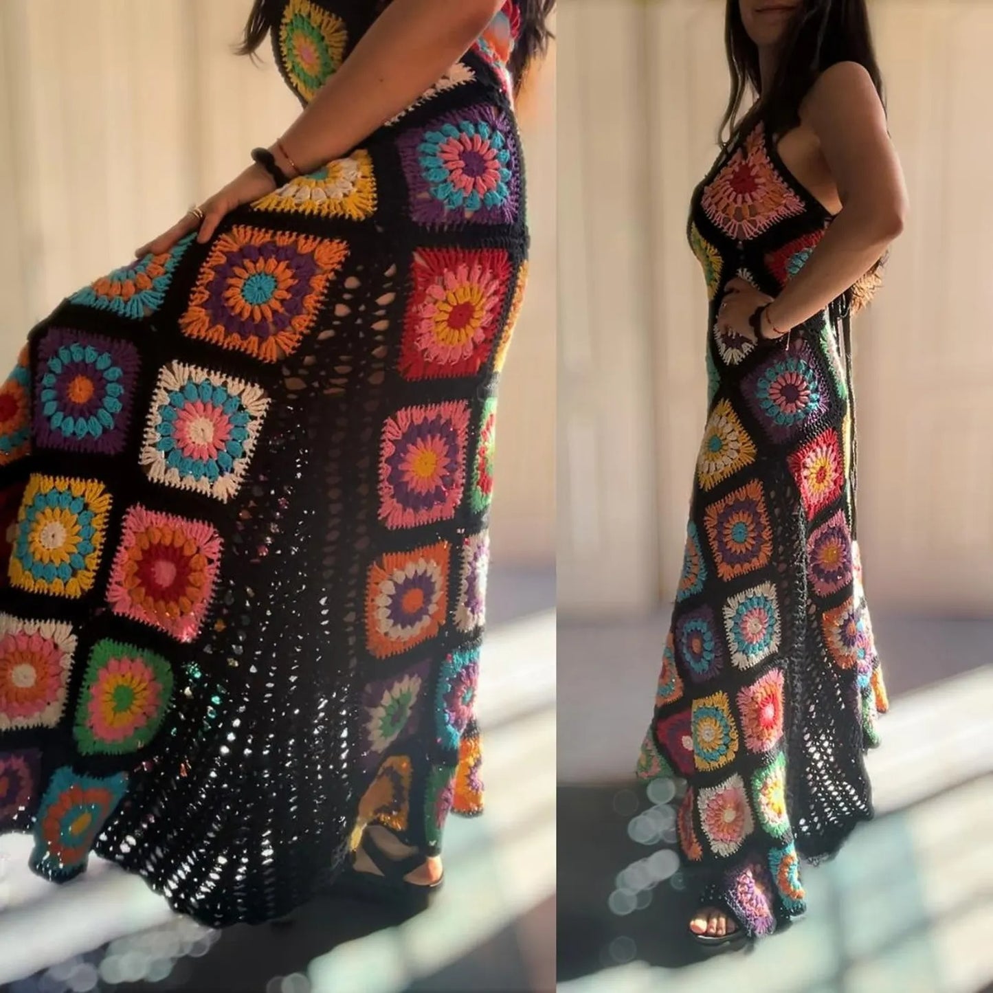 Granny Square Mosaic Dress Crochet Pattern
