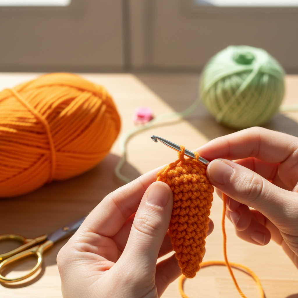 No-Sew Mini Carrot Amigurumi Crochet Pattern