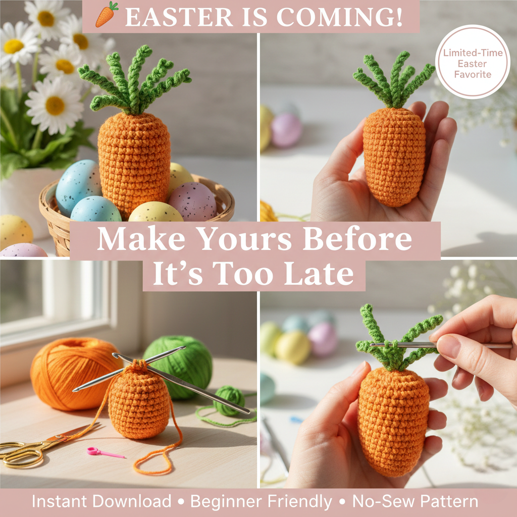 No-Sew Mini Carrot Amigurumi Crochet Pattern