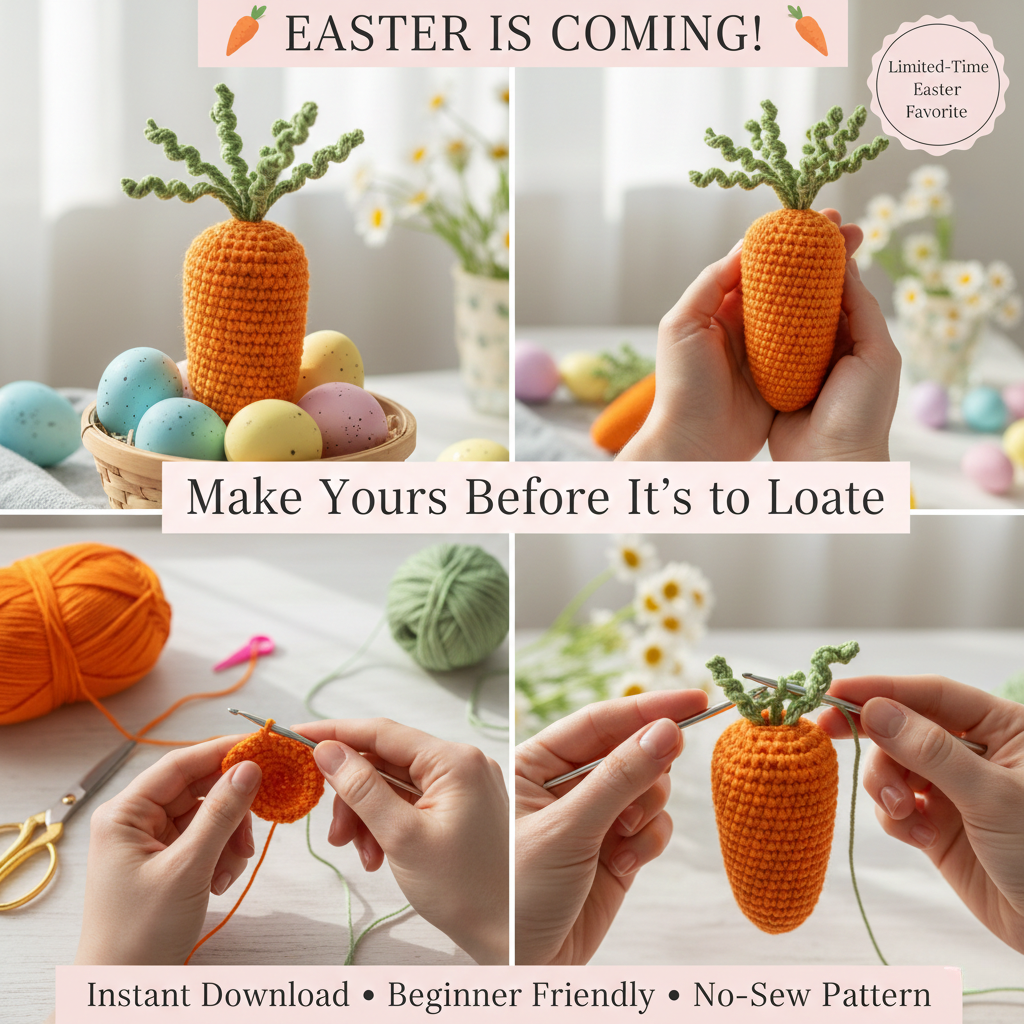 No-Sew Mini Carrot Amigurumi Crochet Pattern