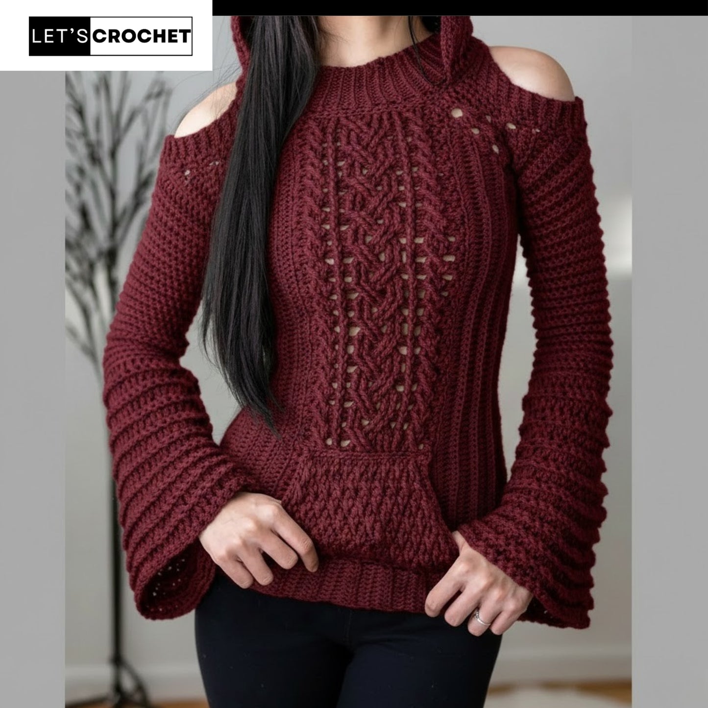 Highland Drift Cable Hooded Vest Crochet Pattern
