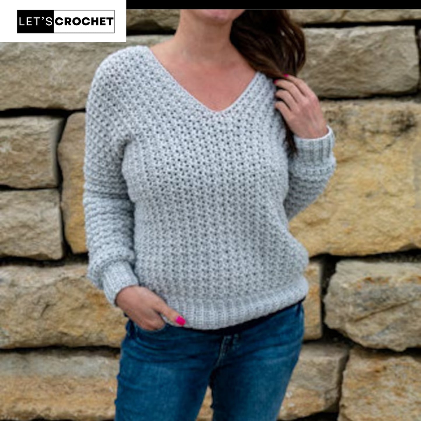 Classic Deep Neck Pullover Crochet Pattern