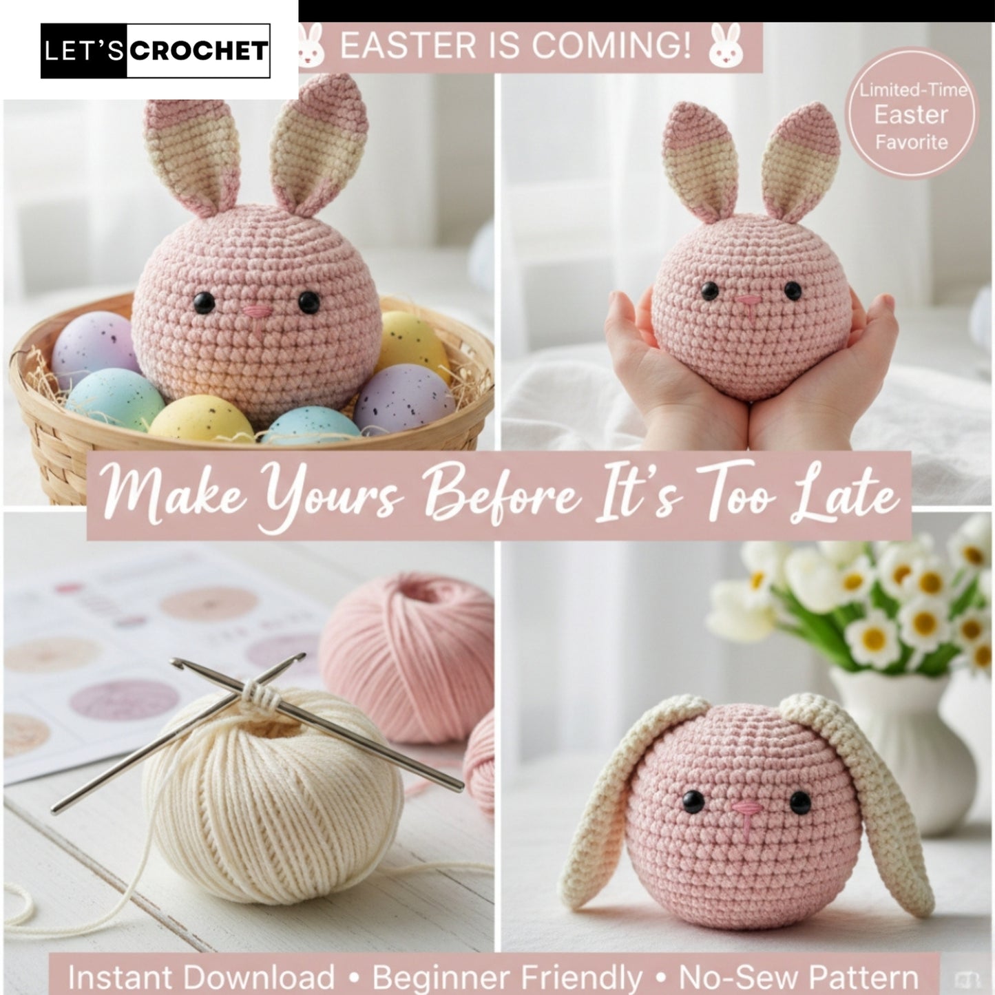 No-Sew Mini Easter Bunny Crochet Pattern
