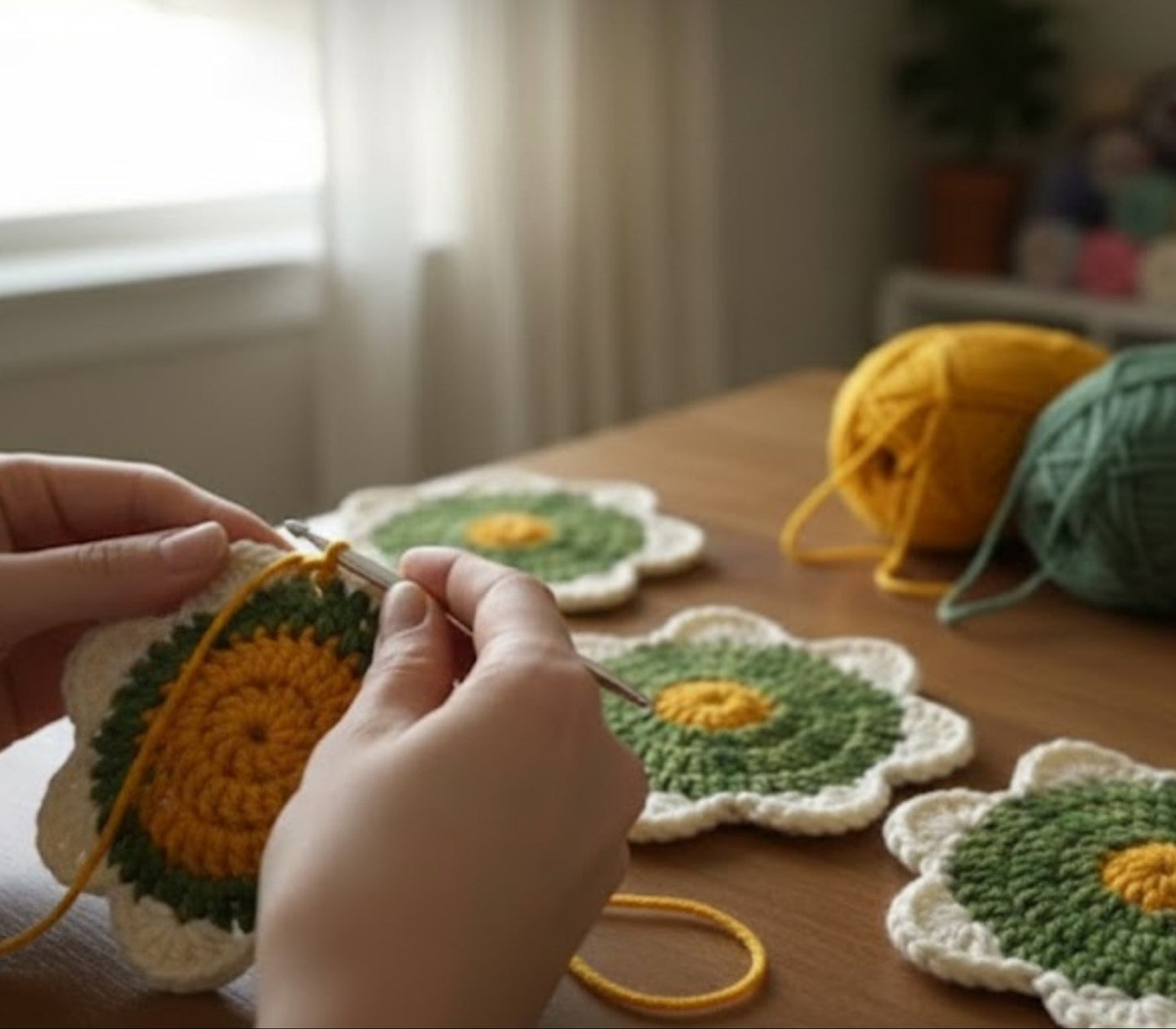 Cheerful Bloom Accent Cushion Crochet Pattern