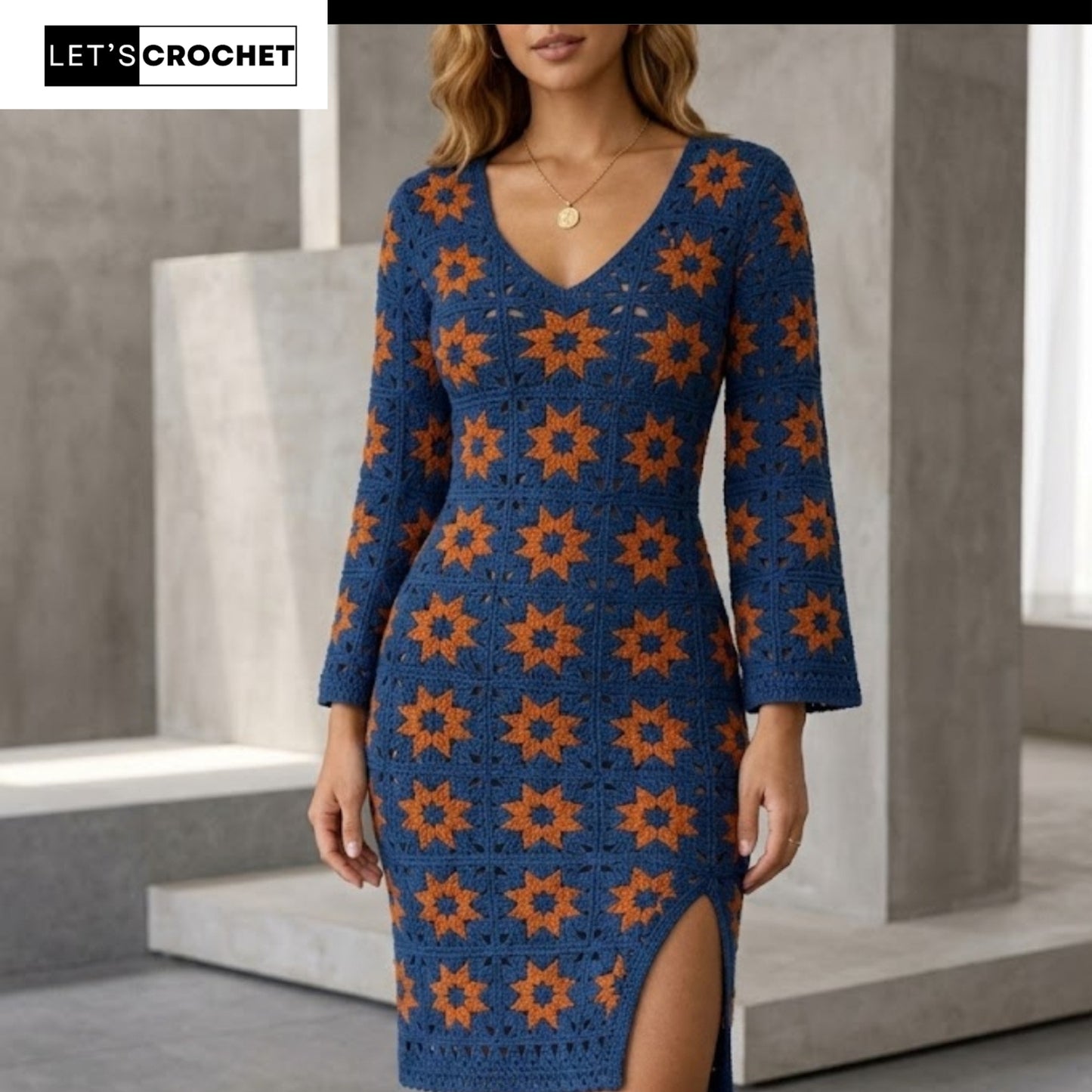 Retro Patchwork Statement Dress Crochet Pattern