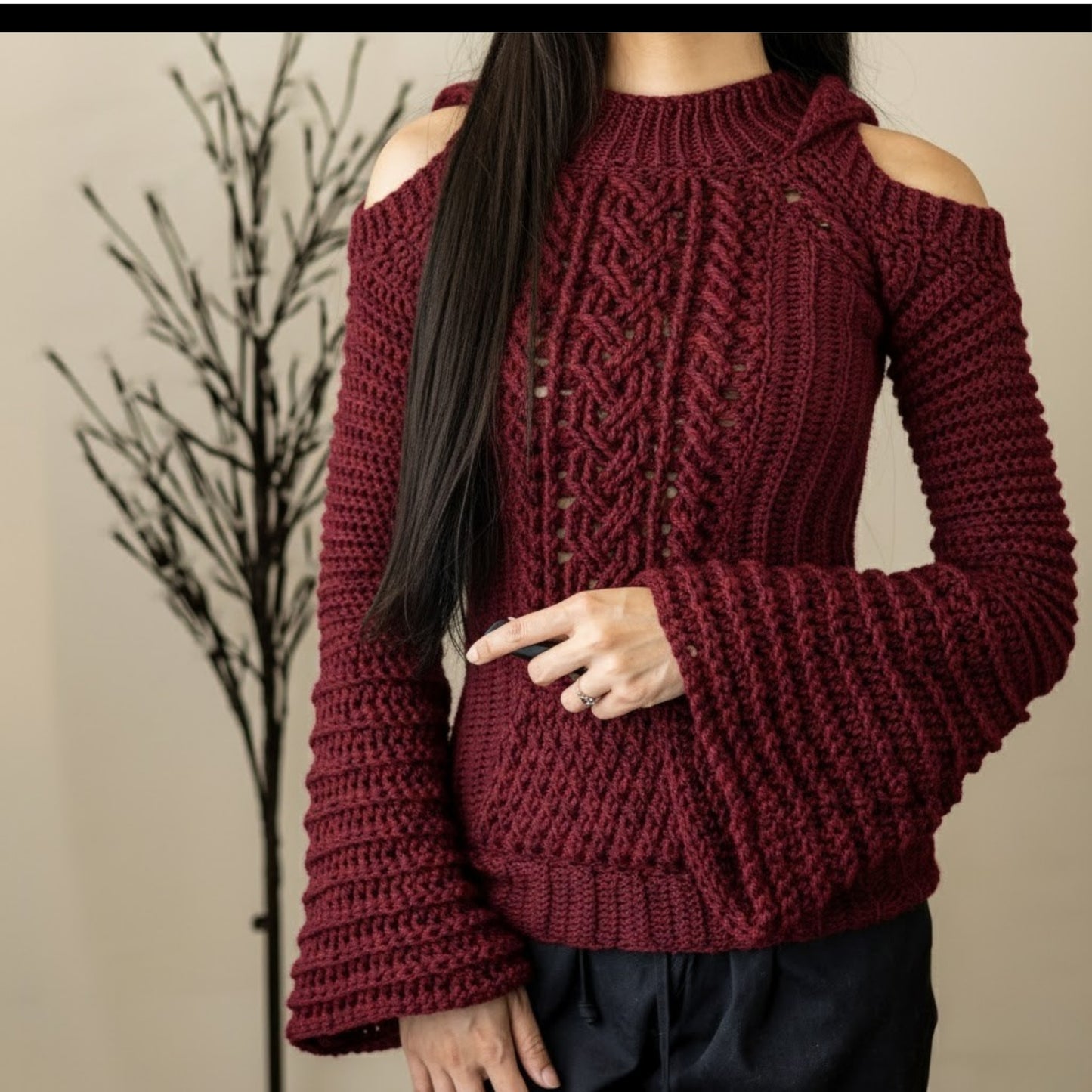 Highland Drift Cable Hooded Vest Crochet Pattern