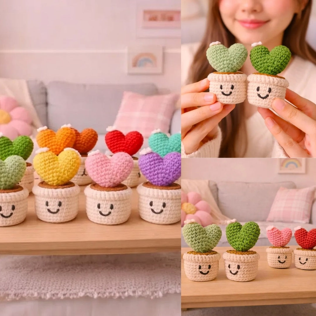 Cutesie Colorful Heartpots Crochet Pattern
