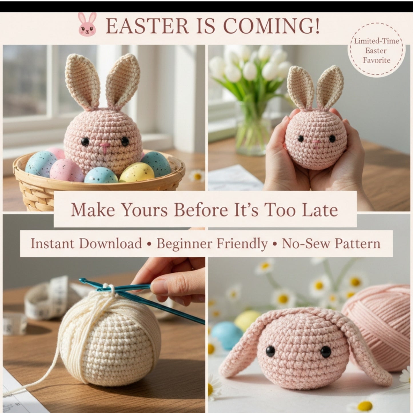 No-Sew Mini Easter Bunny Crochet Pattern