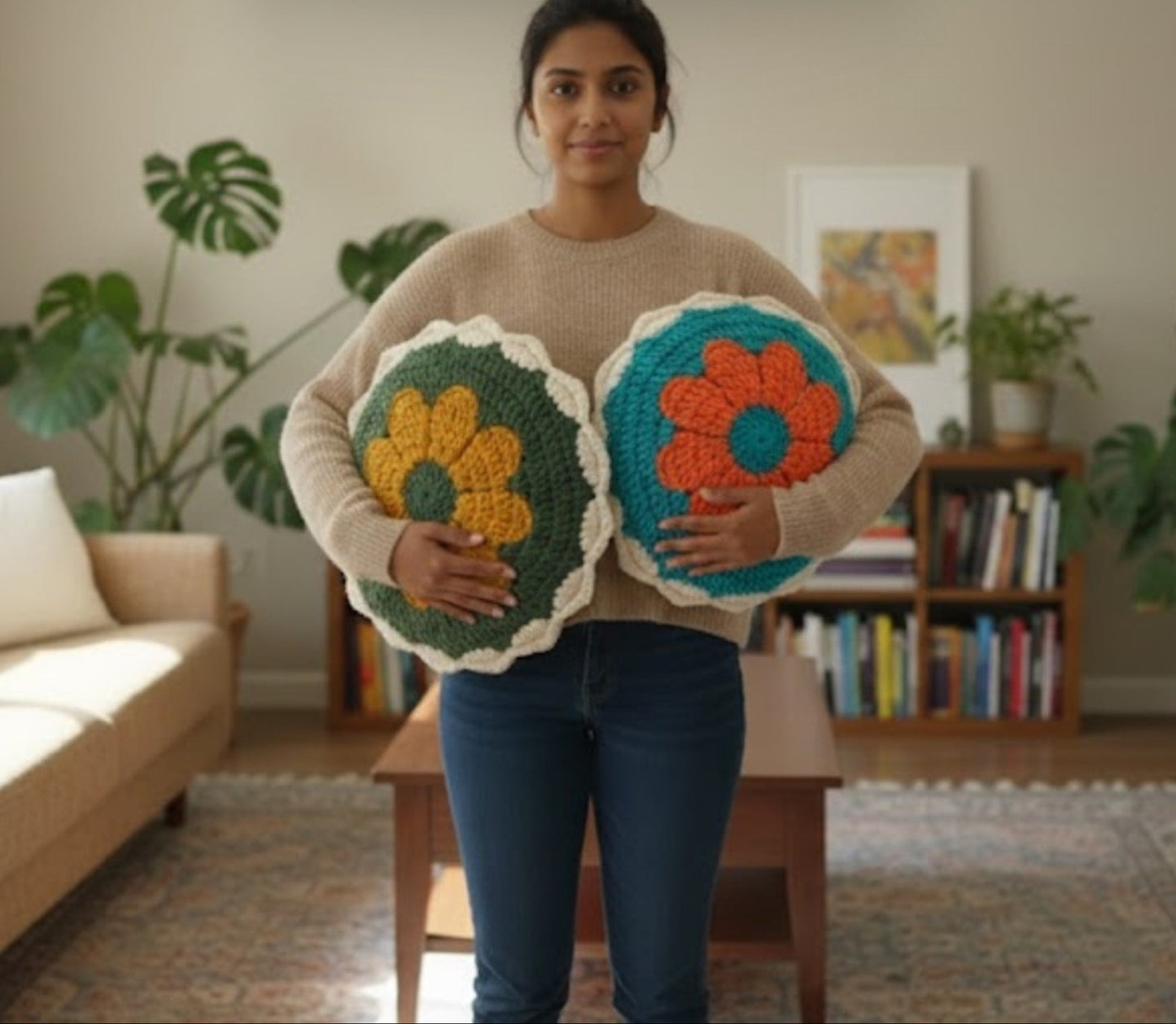 Cheerful Bloom Accent Cushion Crochet Pattern