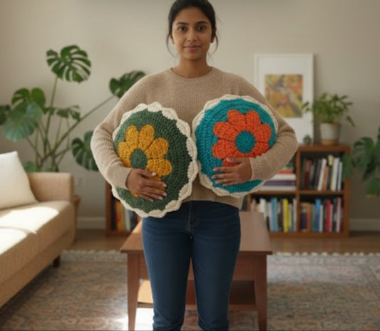 Cheerful Bloom Accent Cushion Crochet Pattern