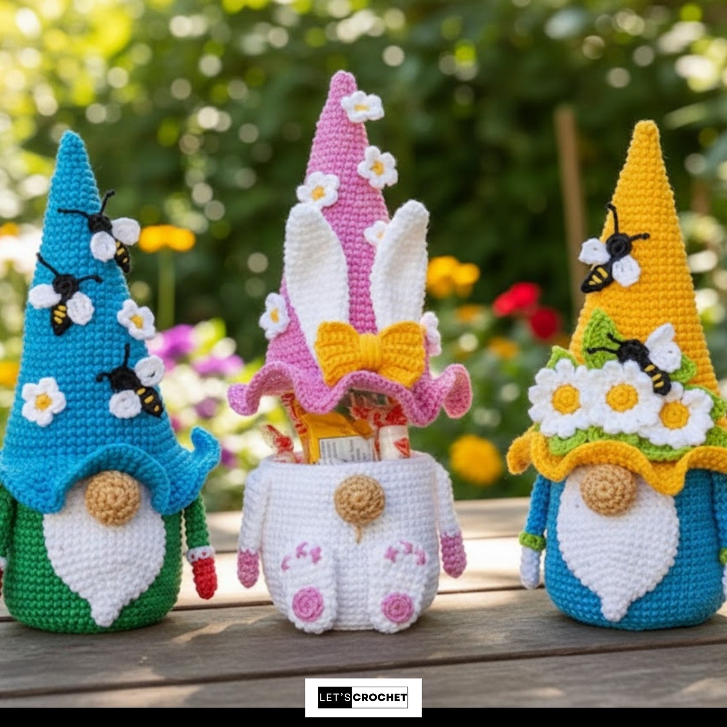 Enchanted Garden Gnome Trio Crochet Pattern
