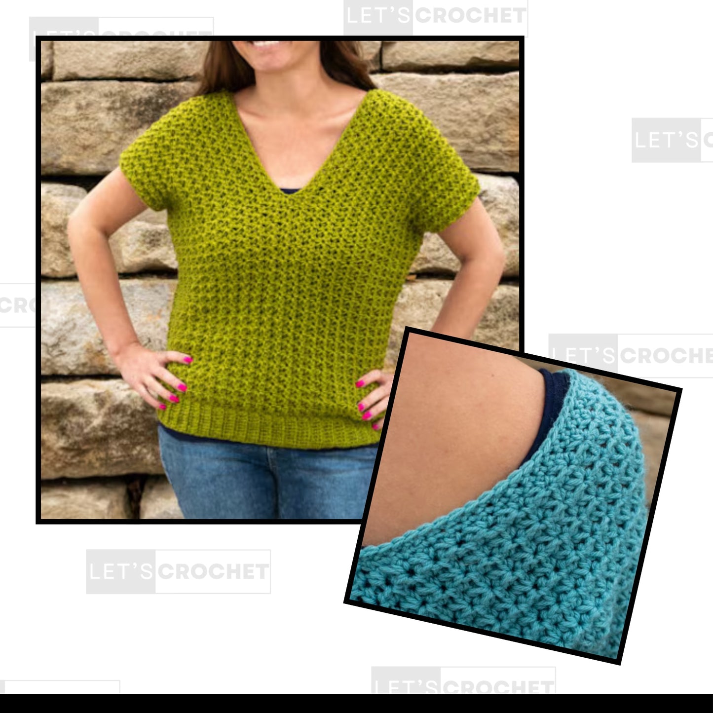 Classic Deep Neck Pullover Crochet Pattern