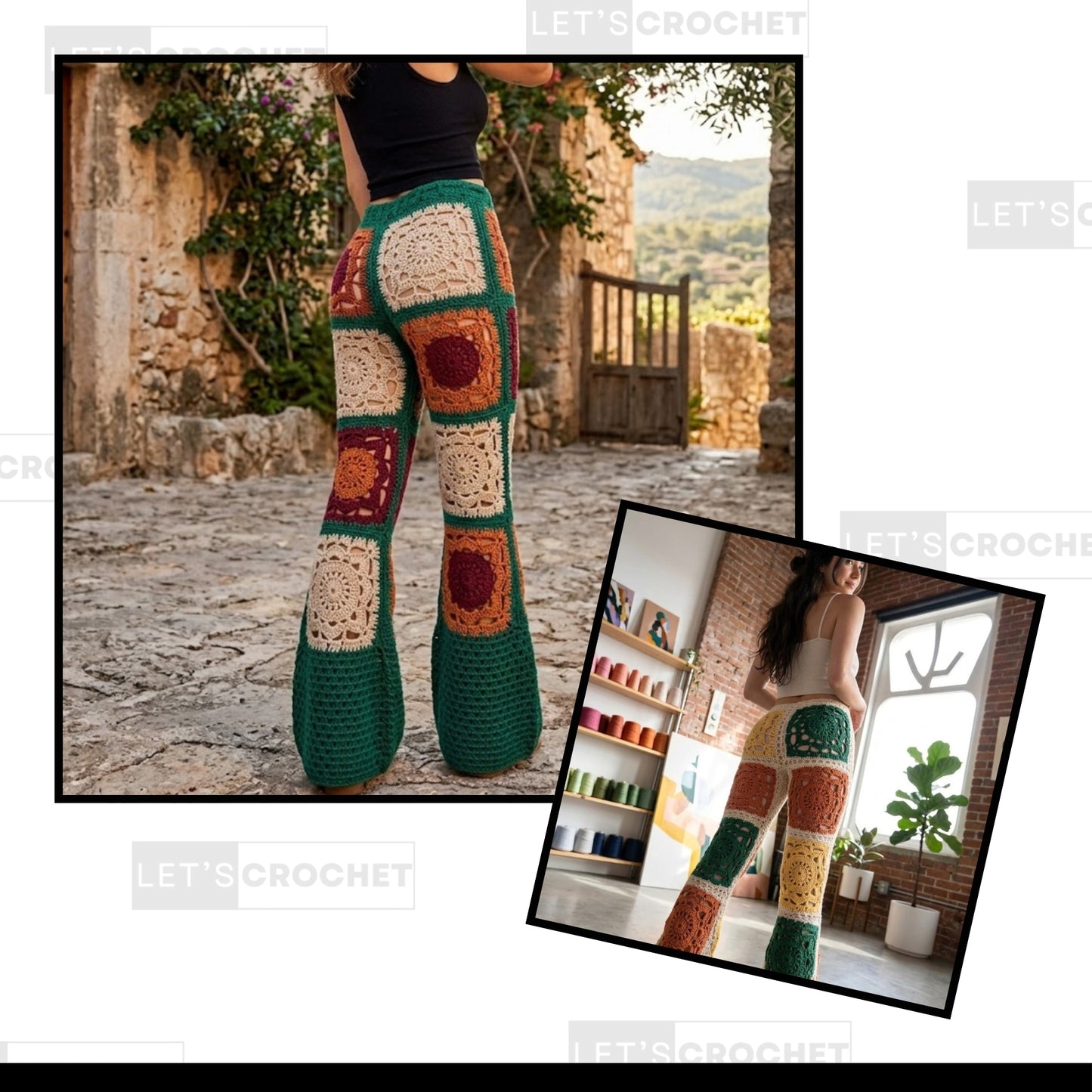 Retro Flared Festival Trousers Crochet Pattern