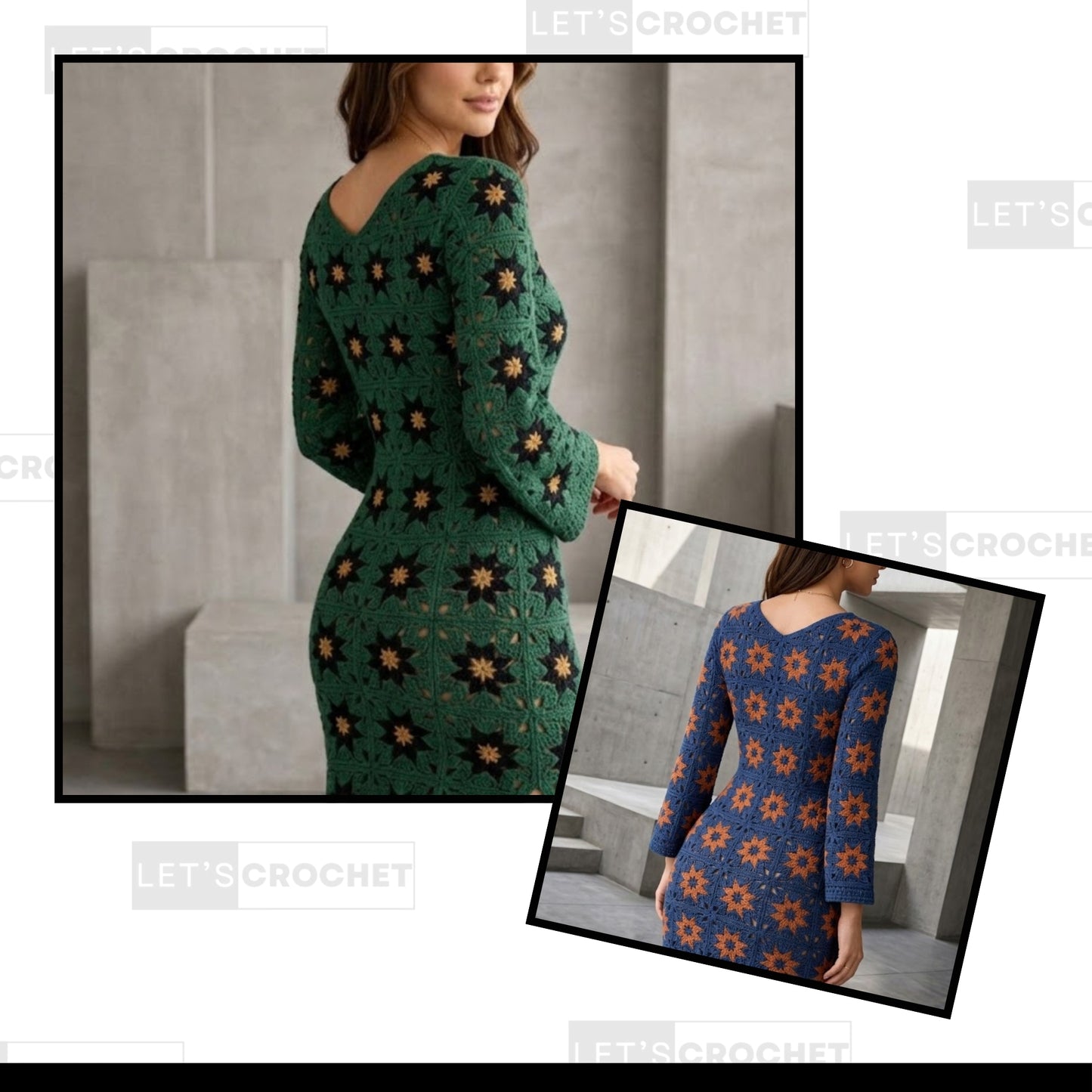 Retro Patchwork Statement Dress Crochet Pattern