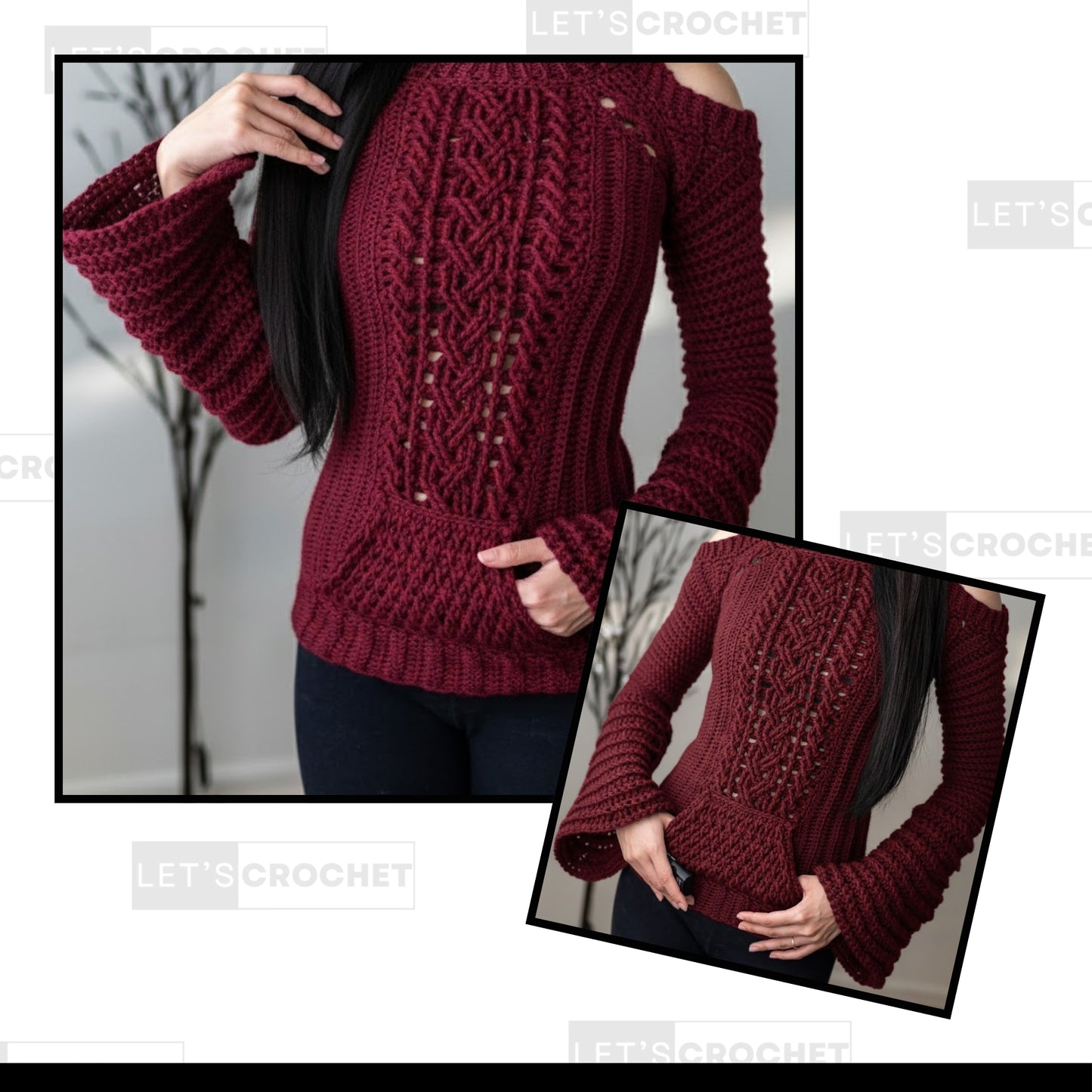 Highland Drift Cable Hooded Vest Crochet Pattern