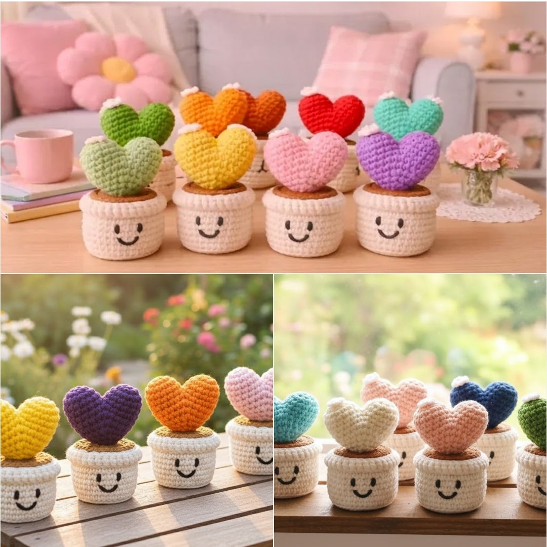 Cutesie Colorful Heartpots Crochet Pattern