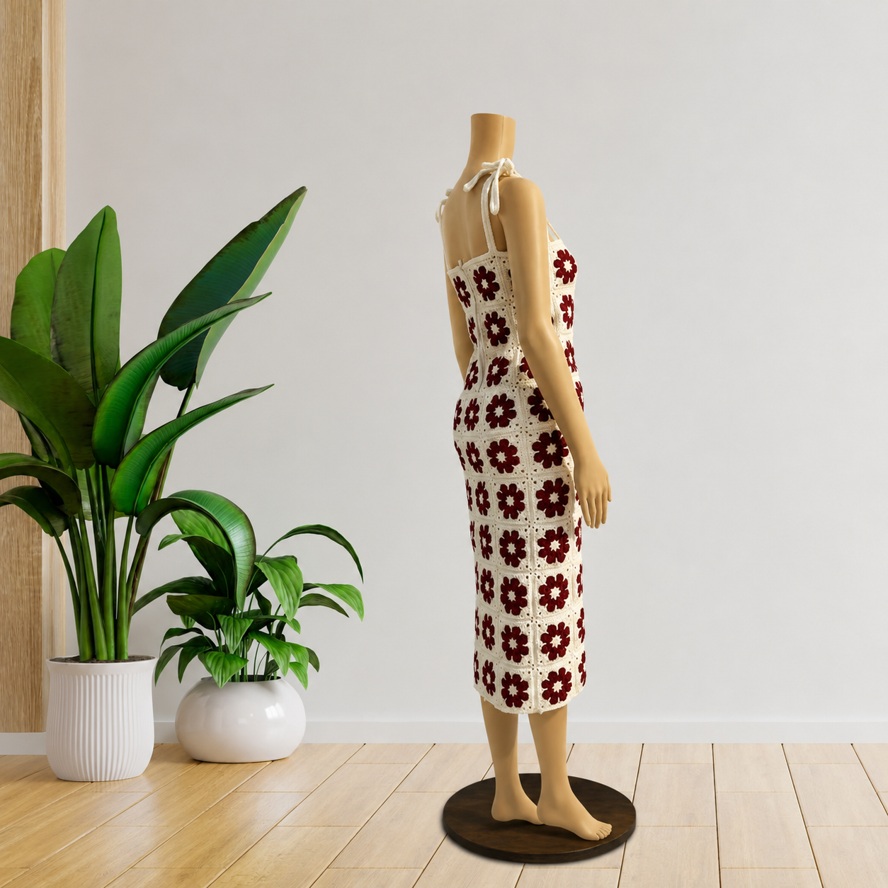 Botanical Motif Mid-Length Dress Crochet Pattern