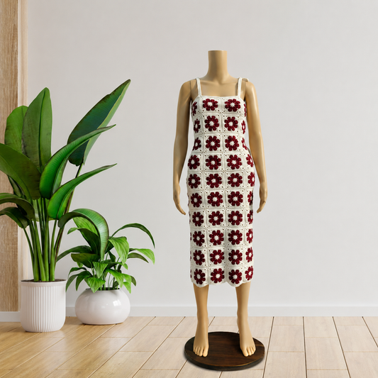 Botanical Motif Mid-Length Dress Crochet Pattern