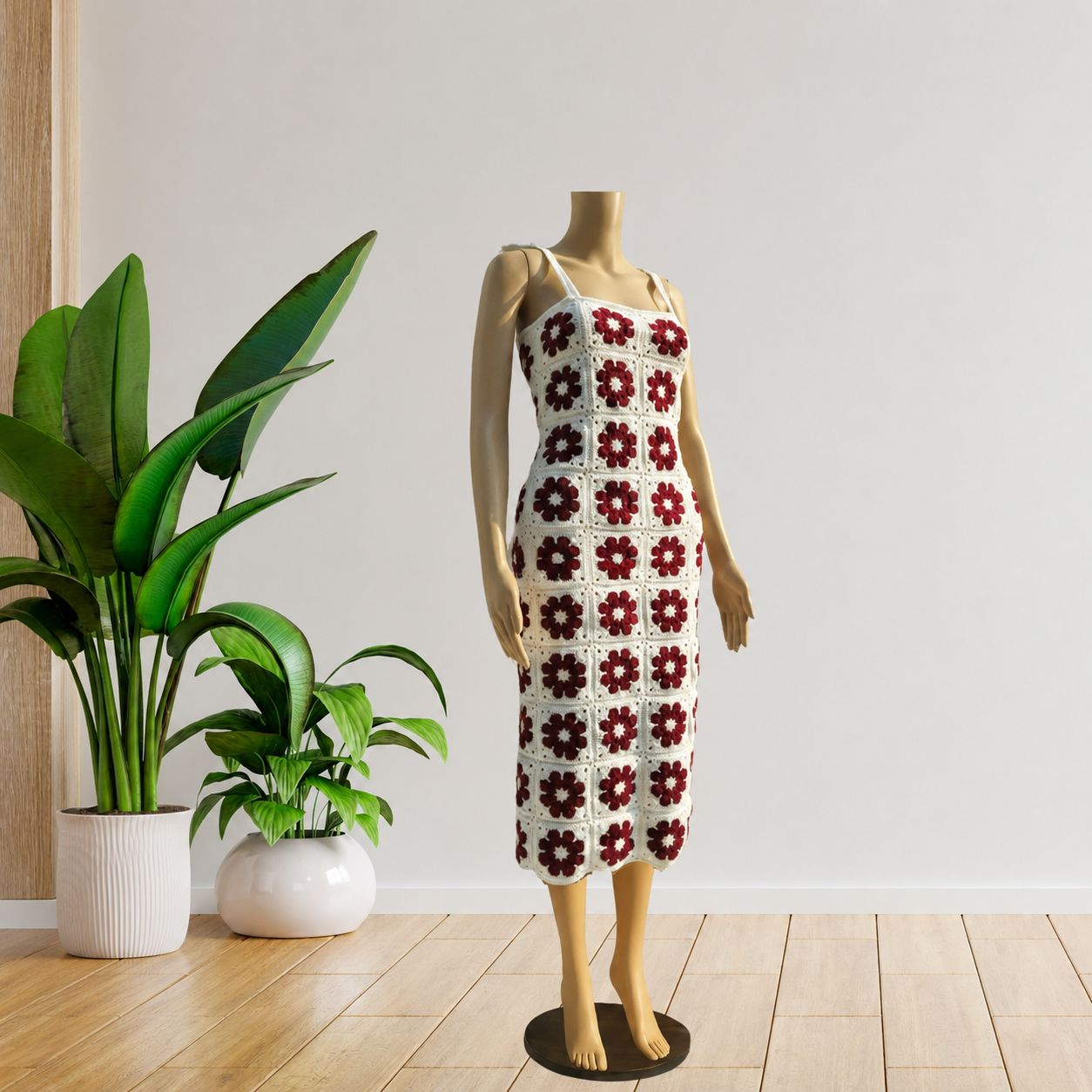 Botanical Motif Mid-Length Dress Crochet Pattern