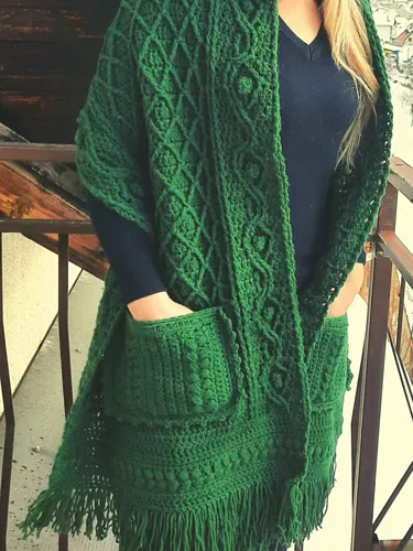 Textured Pocket Shawl Crochet Pattern