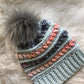 Cozy Ridge Stripe Beanie finished crochet detail