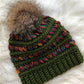 Cozy Ridge Stripe Beanie finished crochet detail