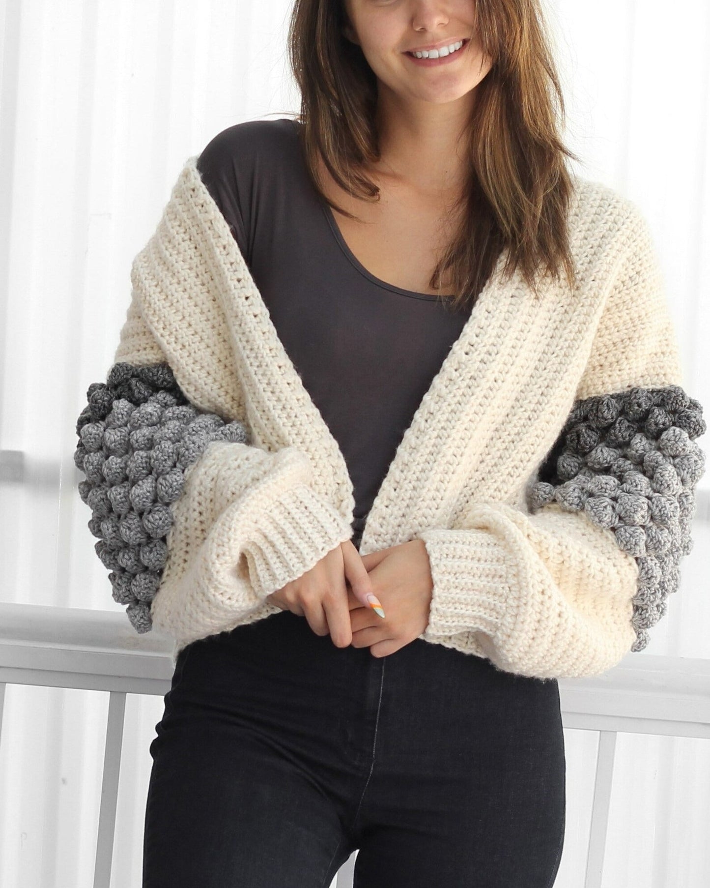 Fashionable Fluffy Arm Cardigan Crochet Pattern