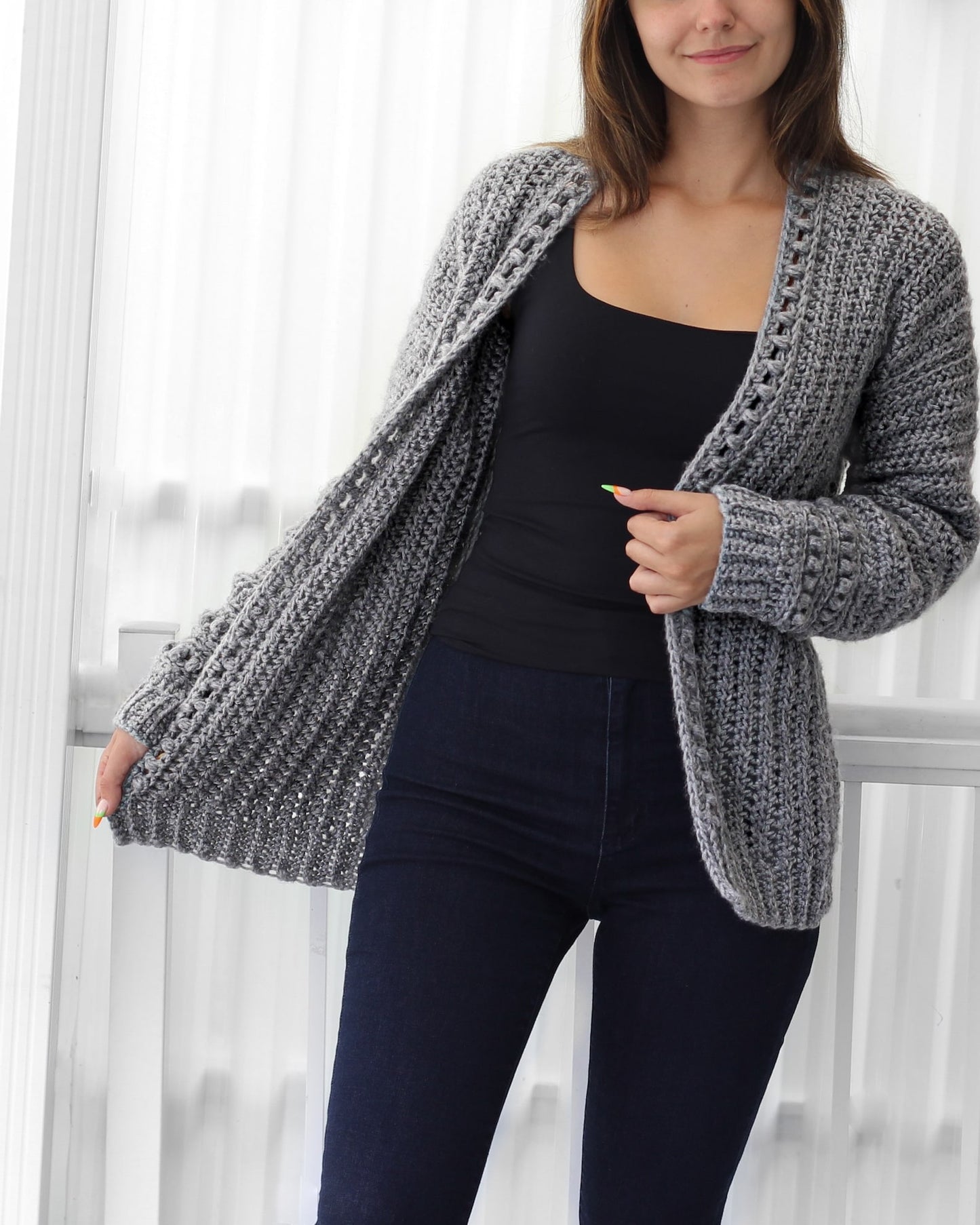 Bobble Texture Cardigan Crochet Pattern - XS to 3XL Sizes