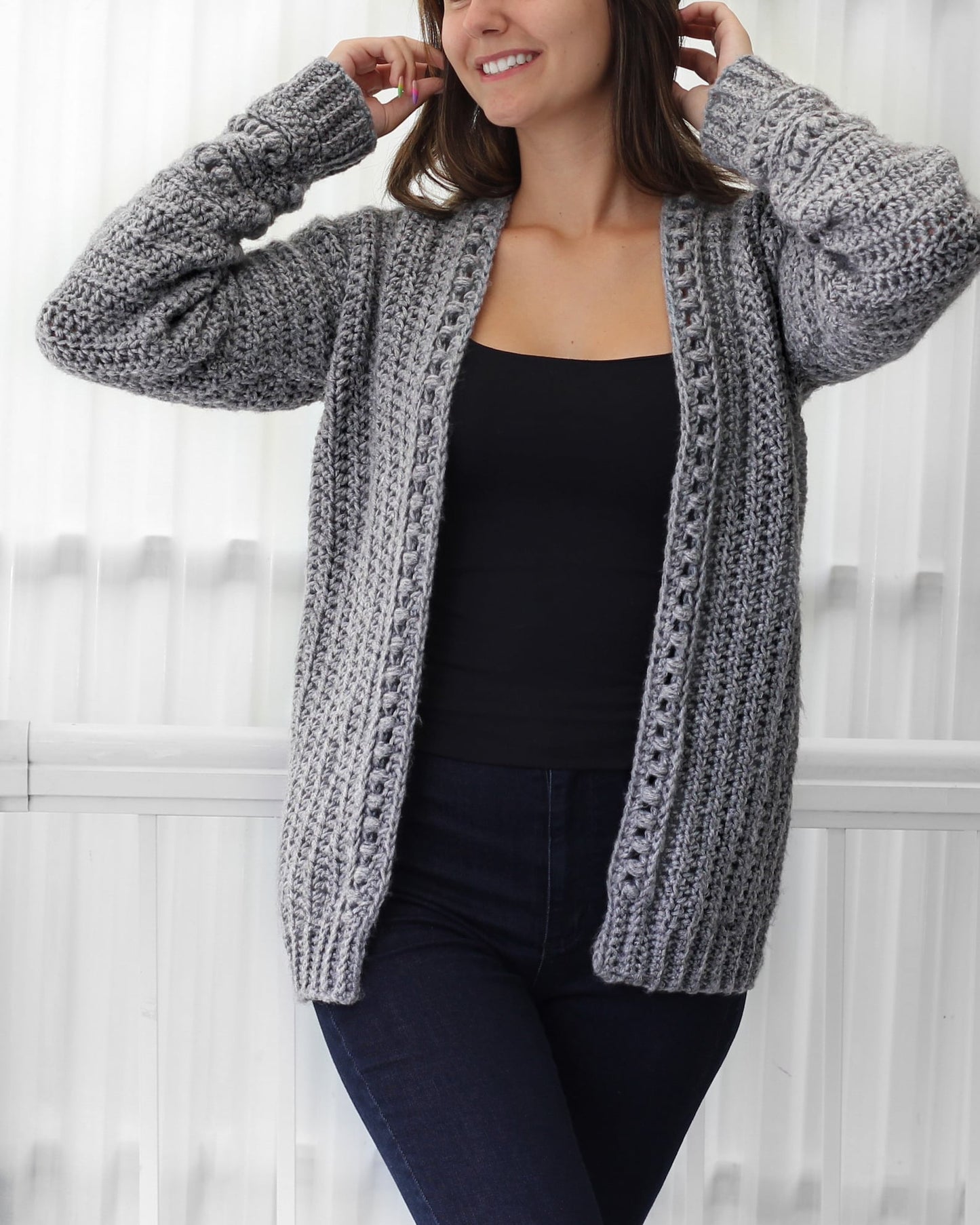 Bobble Texture Cardigan Crochet Pattern - XS to 3XL Sizes