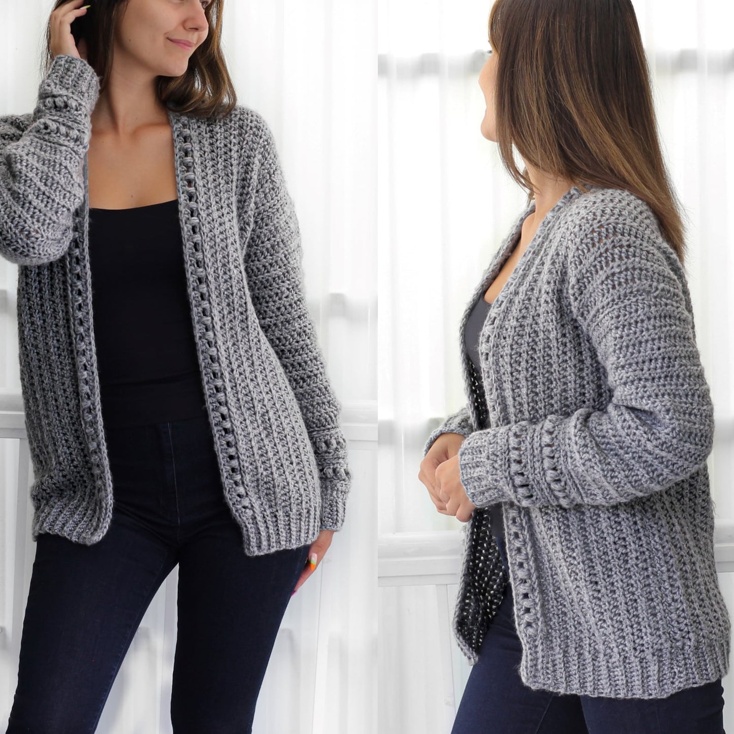 Bobble Texture Cardigan Crochet Pattern - XS to 3XL Sizes