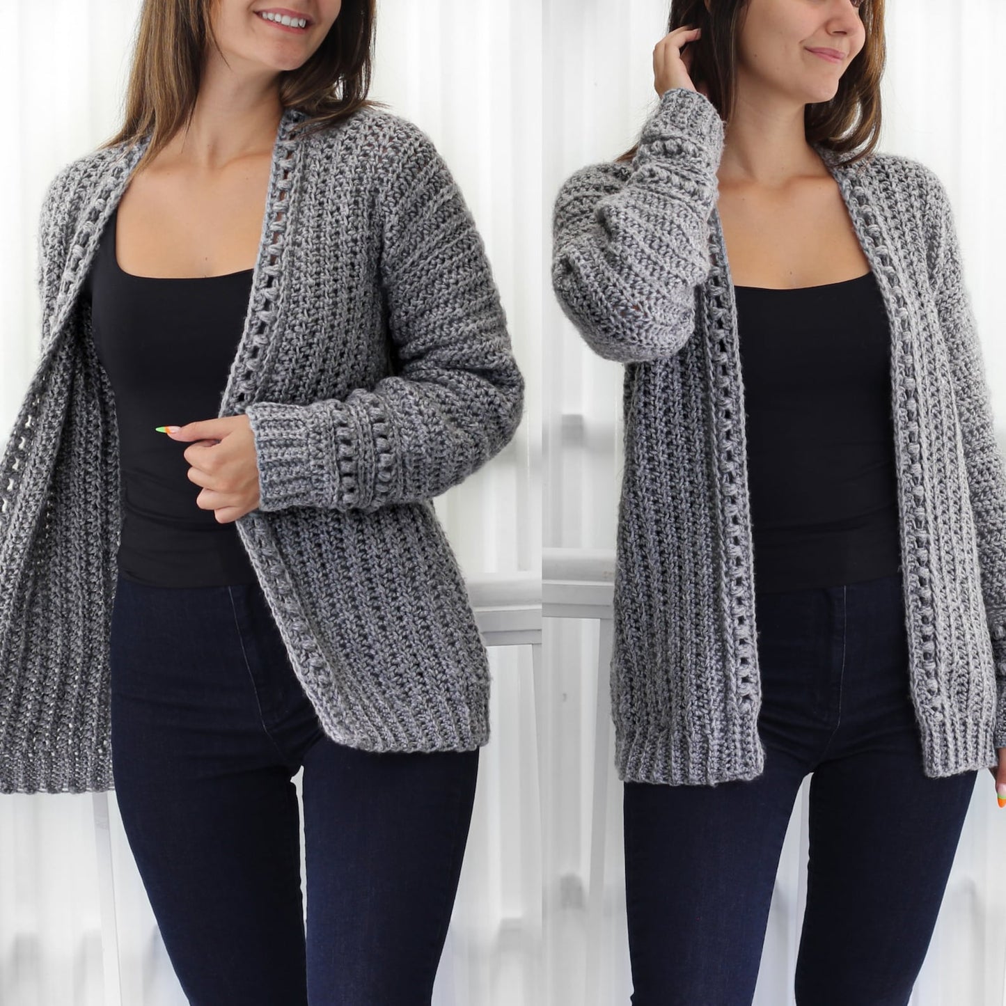 Bobble Texture Cardigan Crochet Pattern - XS to 3XL Sizes