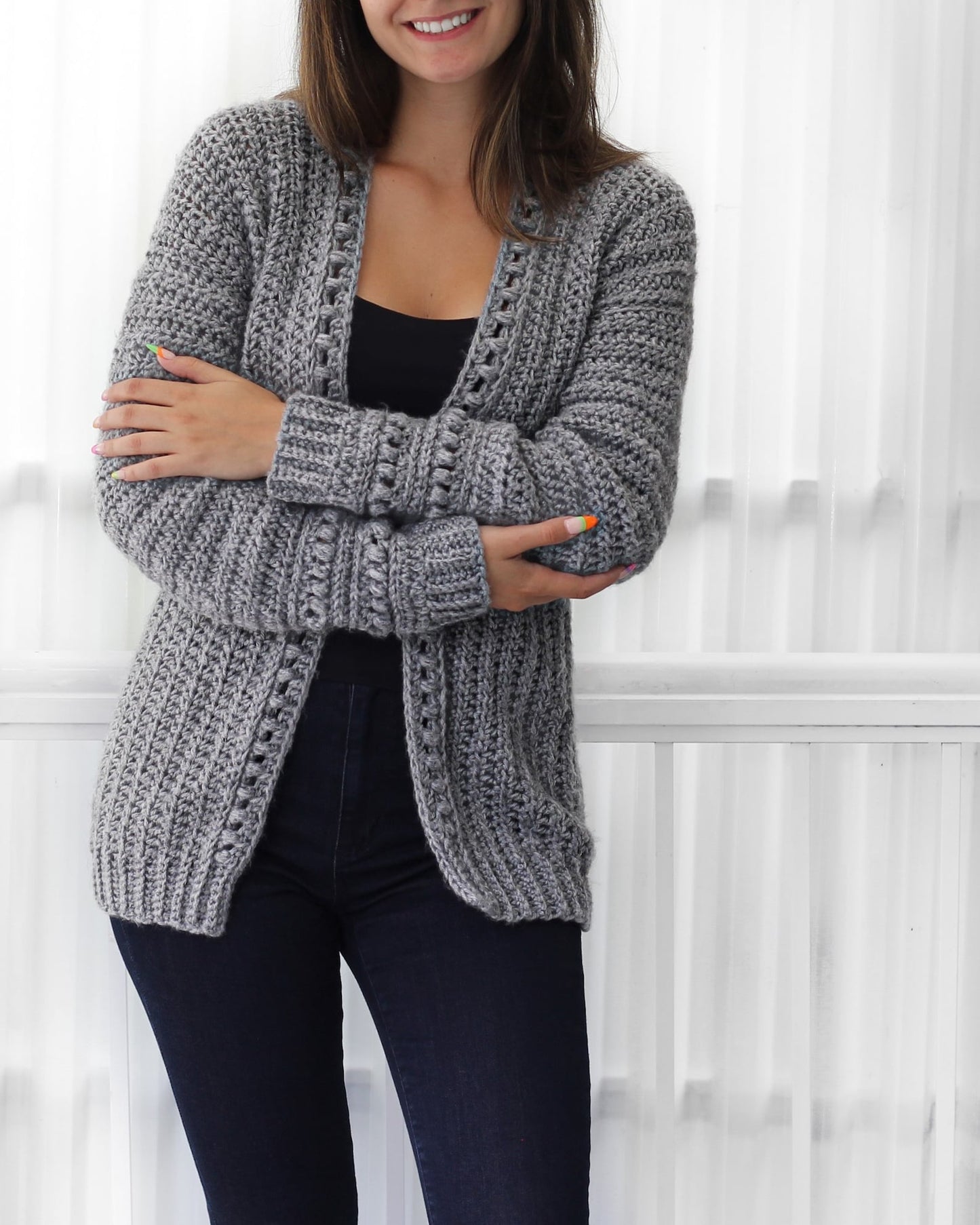 Bobble Texture Cardigan Crochet Pattern - XS to 3XL Sizes