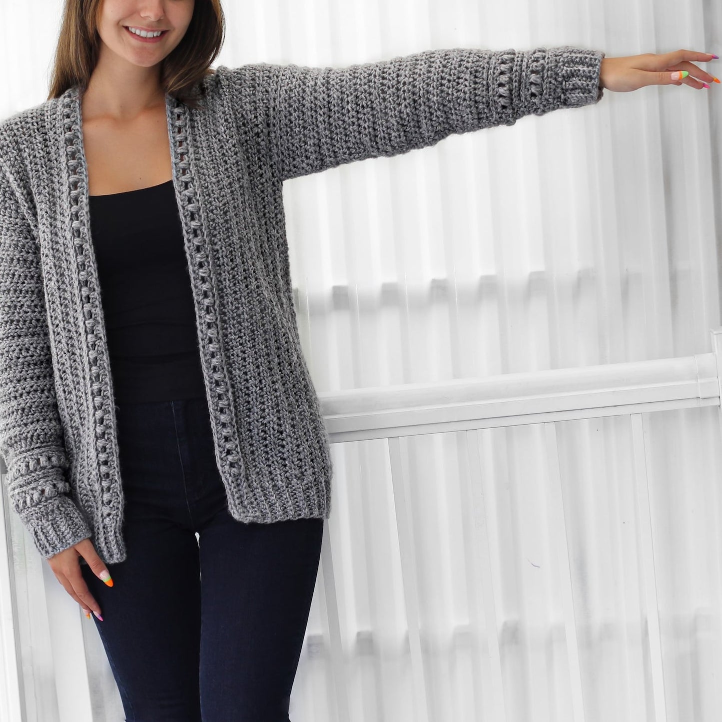 Bobble Texture Cardigan Crochet Pattern - XS to 3XL Sizes