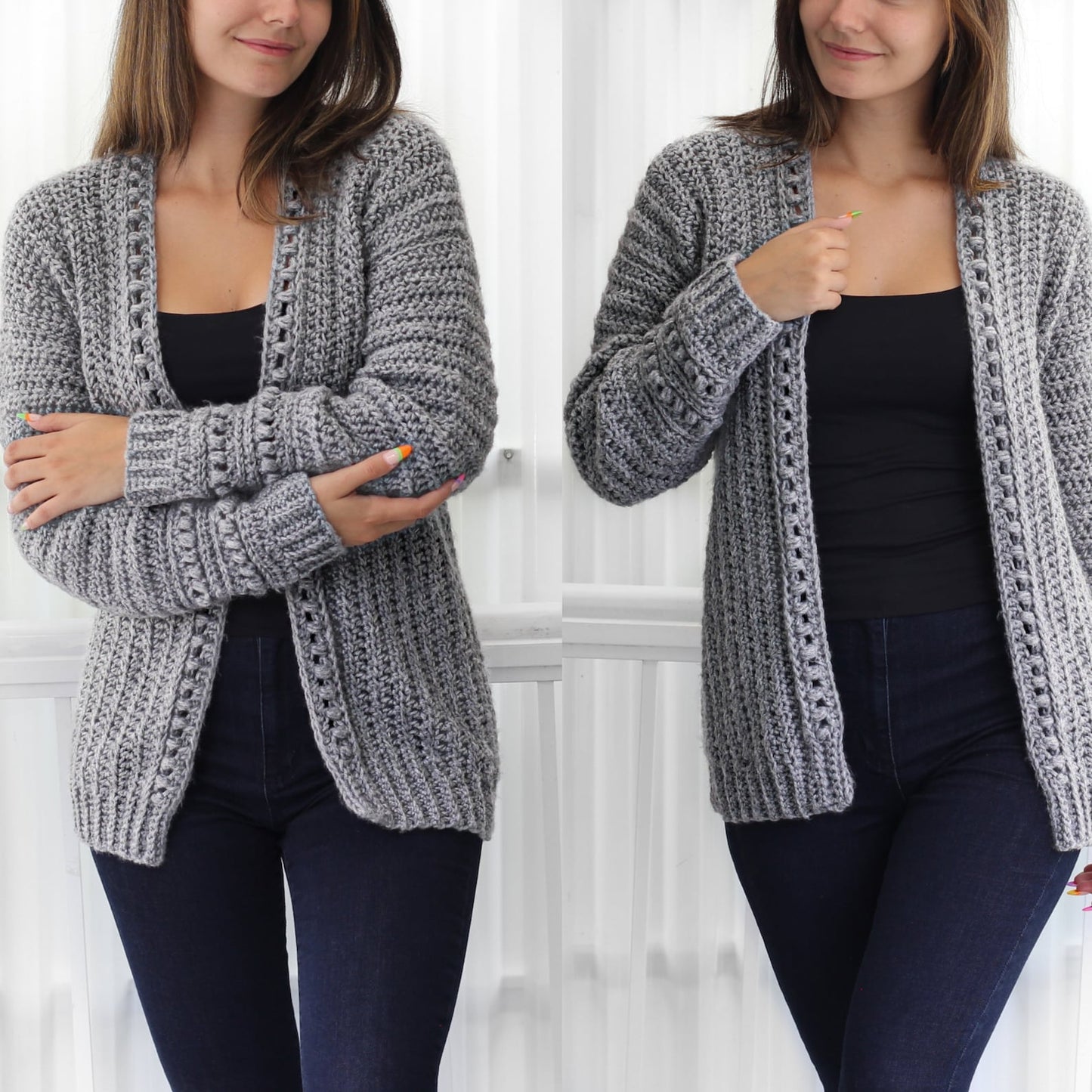 Bobble Texture Cardigan Crochet Pattern - XS to 3XL Sizes