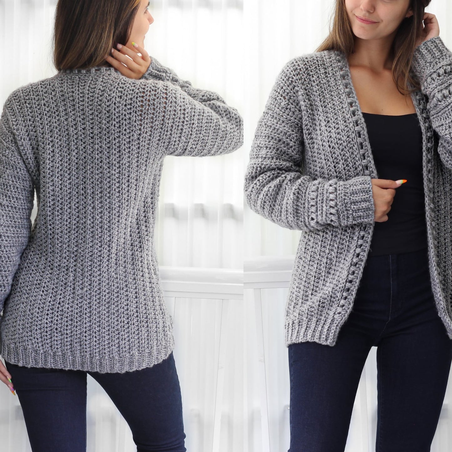 Bobble Texture Cardigan Crochet Pattern - XS to 3XL Sizes