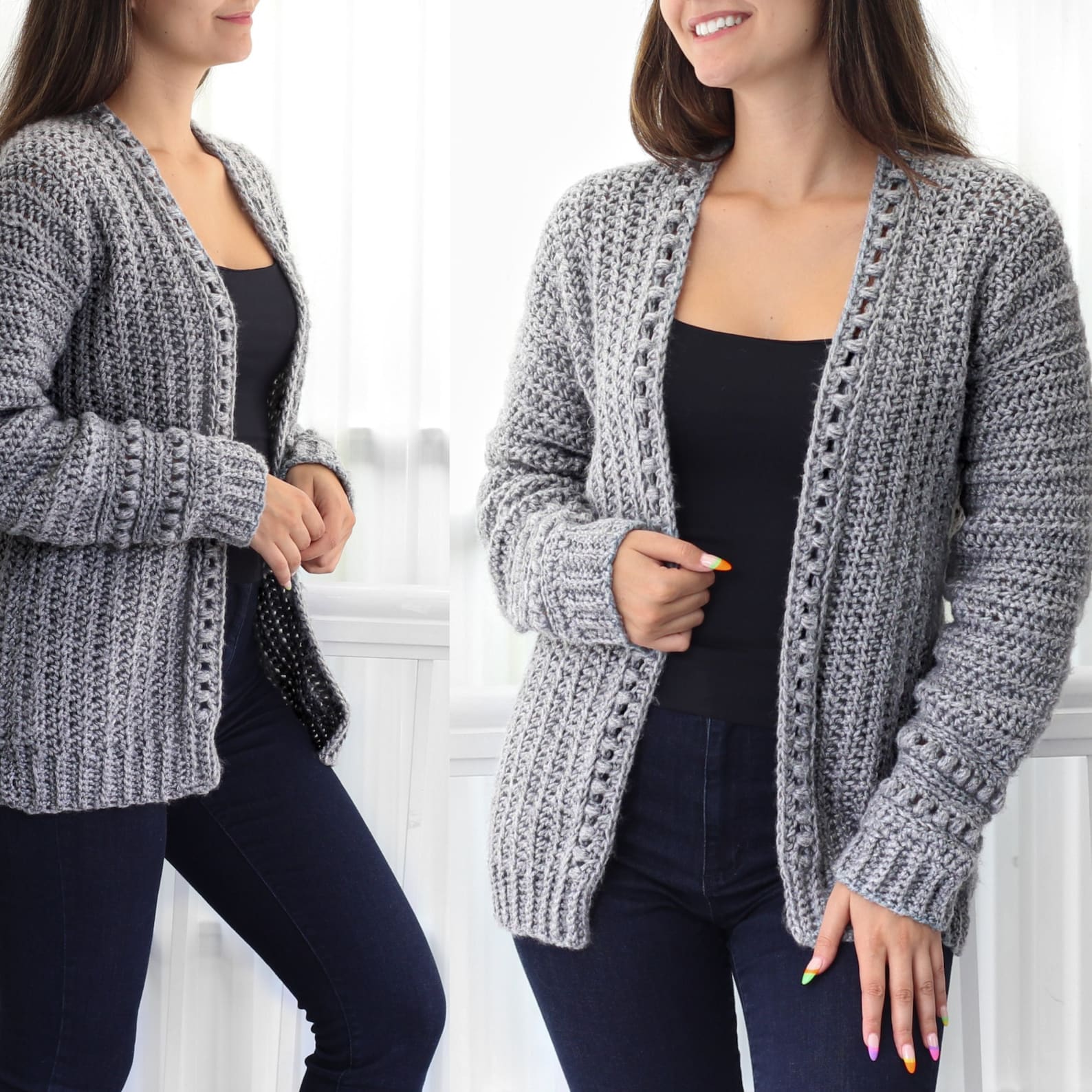 Bobble Texture Cardigan Crochet Pattern XS to 3XL Sizes LetCrochet