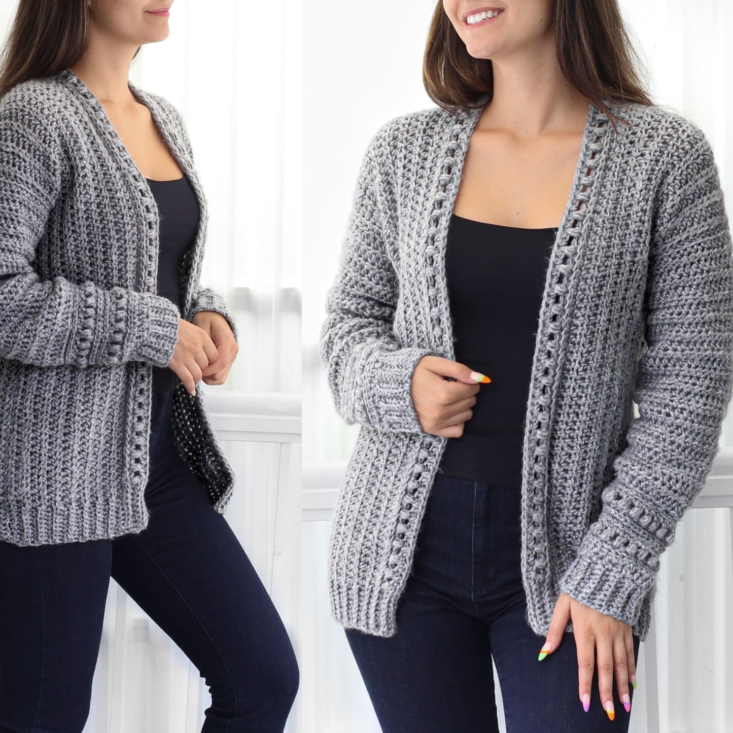 Bobble Texture Cardigan Crochet Pattern - XS to 3XL Sizes