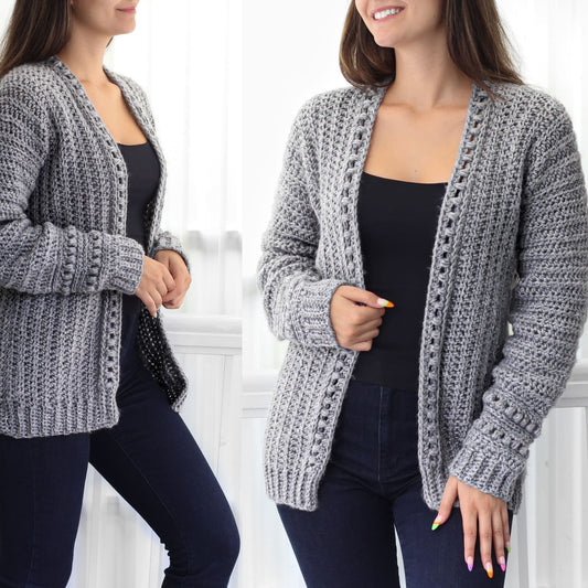 Bobble Texture Cardigan Crochet Pattern - XS to 3XL Sizes