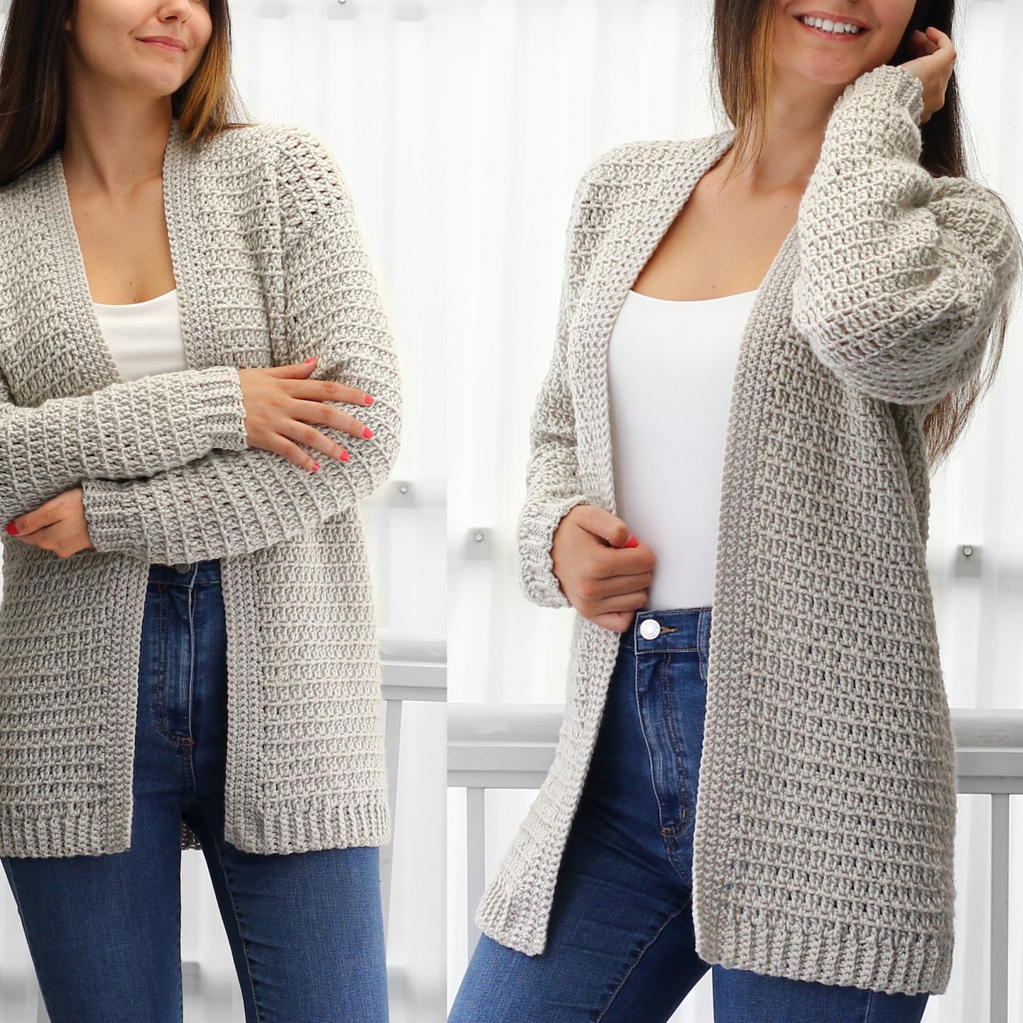 Beginners Cardigan Crochet Pattern - XS to 3XL Sizes