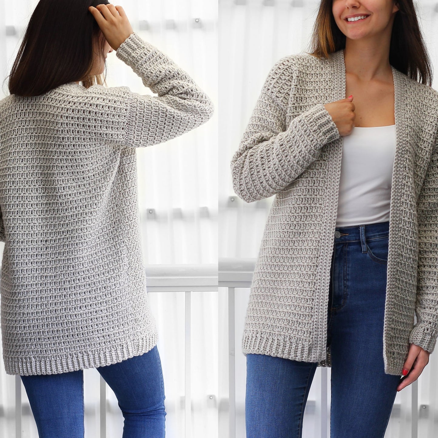 Beginners Cardigan Crochet Pattern - XS to 3XL Sizes