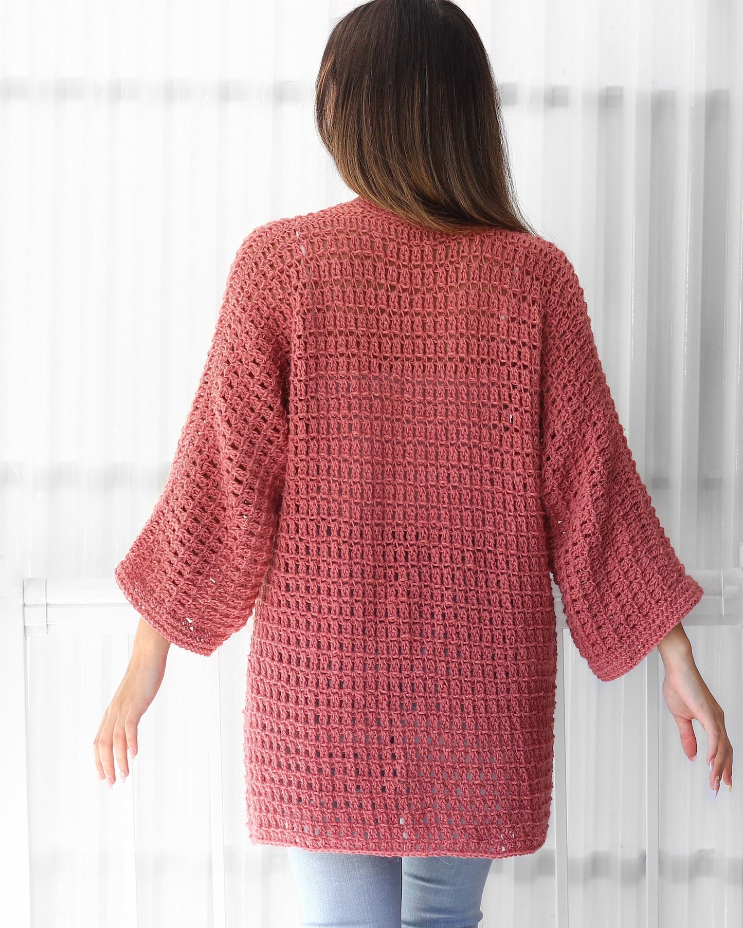 Lacy Texture Cardigan Crochet Pattern - XS to 3XL Sizes